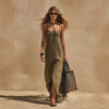Women's Minimalist Sleeveless Slip Dress – Loose Fit Resort Style by FitiqueFit
