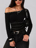 Studded One Shoulder Long Sleeve T-Shirt by Simply Love