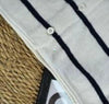 Women’s Knit Button Cardigan with Striped Short Sleeves by FitiqueFit