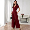 Three-Quarter Sleeve Pleated Wide-Leg Jumpsuit | 2 Colors S–XL by FitiqueFit