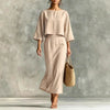 High Waist Long Skirt & 3/4 Sleeve Loose Top Set by FitiqueFit