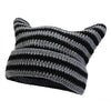 Women’s Hand Knitted Striped Cat Hat – Cute Warm Winter Beanie by FitiqueFit