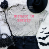 Menace to society embroidered color blast tshirt by Madness & Mayhem LLC