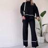 Women’s Solid Color Casual Two-Piece Set – Loose Top & Bootcut Pants Suit by FitiqueFit