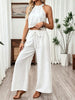 Women's Halter Neck Cropped Top & Wide-Leg Pants Two-Piece Set by FitiqueFit