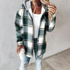Women's Plaid Hoodie Long Sleeve Jacket With Pocket by FitiqueFit