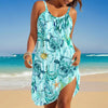 Sea Turtle Print Sleeveless Bohemian Beach Dress | Knee Length by FitiqueFit