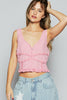 POL Lace Detail V-Neck Cropped Tank