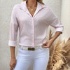 Women's Striped Lapel Long Sleeved Shirt Top by FitiqueFit