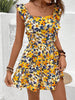 Women's Sleeveless Square Neck Printed Boho Jumpsuit by FitiqueFit