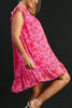Pink Full Size Smocked Detail Floral Ruffle Cap Sleeve Dress Plus Size Glamorous & Feminine Dress by Stevvex