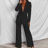 Women's Professional Blazer & Trousers Suit Set – Long Sleeve, Full Length by FitiqueFit