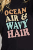 Simply Love OCEAN AIR & WAVY HAIR Graphic Cotton T-Shirt by Simply Love