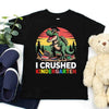 I Crushed Kindergarten T-Rex Dinosaur Graduation T-Shirt for Kids by Adorb Custom Tees