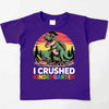 I Crushed Kindergarten T-Rex Dinosaur Graduation T-Shirt for Kids by Adorb Custom Tees