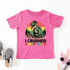 I Crushed Kindergarten T-Rex Dinosaur Graduation T-Shirt for Kids by Adorb Custom Tees