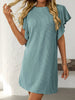 Ruffled Round Neck Short Sleeve Dress Feminine Simple Classic Dress Breathable And Comfy Dress by Stevvex