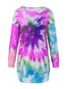 Full Size Tie-Dye Round Neck Long Sleeve Dress Trendy & Comfortable Casual Dress for Women by Stevvex