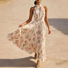 Women's Halterneck High-Waist Swing Dress – Floral & Solid Prints by FitiqueFit