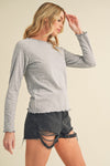 Aemi + Co Lettuce Hemline Round Neck Raglan Sleeve T-Shirt