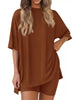 Full Size Half Sleeve T-Shirt and Shorts Set Plus Size by Simply Love