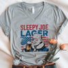 Sleepy Joe Lager V-Neck T-Shirt – Biden-Inspired Funny Beer Tee for 4th of July by Adorb Custom Tees