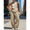 Women's Sleeveless Cardigan Top & Pants Two-Piece Set by FitiqueFit