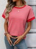 Striped Ribbed Knit Short Sleeve T-Shirt by Simply Love