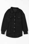 Solid Textured Flap Pocket Buttoned Shacket