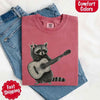 Raccoon Playing A Guitar, Funny Animals Comfort Colors T-Shirt by Adorb Custom Tees