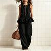 Women's Sleeveless Pleated Vest & Wide Leg Pants Set – Streetwear by FitiqueFit