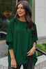 White Plain & Casual Shirred Cuffs Half Sleeve Top