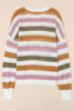 Striped Round Neck Hollowed Sweater
