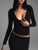 V-Neck Long Sleeve Crop T-Shirt by Simply Love