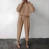 Women’s Solid Color 2-Piece Set – Long Sleeve Top & Pleated Pants Loungewear by FitiqueFit