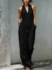 Women's Sleeveless Halter Neck Solid Color Long Jumpsuit by FitiqueFit