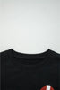 Black Varsity Baseball Bow Graphic Striped Sleeve Baggy Sweatshirt by Wild and Free Boutique