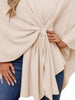 Solid Color Tie-Front Knit Cape Top by Wild and Free Boutique