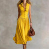 Women's Sleeveless Lapel Collar Maxi Dress – Slim Fit Patchwork by FitiqueFit