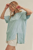 Aemi + Co Asymmetrical Front Slit Round Neck Raglan Sleeve T-Shirt
