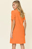Double Take Full Size Texture Collared Neck Short Sleeve Dress Textured Dress For Women by Stevvex