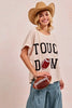 BiBi Game Day Touchdown Letter Patches Waffle Short Top by Wild and Free Boutique