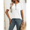 Women’s Notch V‑Neck Short‑Sleeve Tunic Top by FitiqueFit