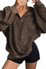 Brown Leopard Print Quarter Zip Corduroy Sweatshirt by Wild and Free Boutique