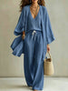 Women's 3-Piece Cardigan, Sleeveless Vest & Wide Leg Pants Set by FitiqueFit