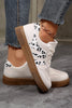 White Suede Leopard Color Block Trim Lace-up Casual Shoes by Wild and Free Boutique