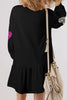 Cute Heart Round Neck Long Sleeve Mini Dress Stylish Dress for Women Girls Simple Charming Dress by Stevvex