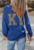 Dark Blue Raised Rib KENTUCKY/ Leopard KY Printed Sweatshirt by Wild and Free Boutique