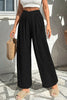 Color black Solid Color Textured Crossed Waist Loose Pants by Wild and Free Boutique