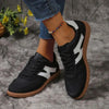 Contrast Lace-Up Round Toe Flat Sneakers – PU Cloth Casual by FitiqueFit
